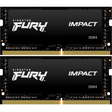 Memorie notebook Kingston FURY Impact, 16GB, DDR4, 3200MHz, CL20, 1.2v, Dual Channel Kit