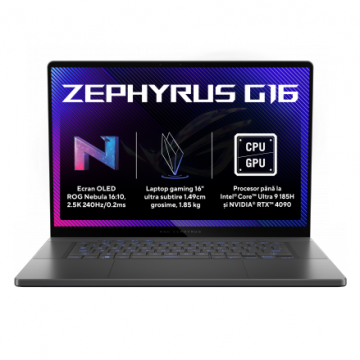 Laptop Gaming GU605MI-QR131 ROG Zephyrus G16  32GB LPDDR5X  1TB SSD Intel Core Ultra 7 Processor 155H Eclipse Gray