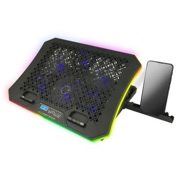 Stand/Cooler notebook Esperanza Gaming laptops, 19 inch Galerne, 6 ventilatoare, iluminare LED RGB