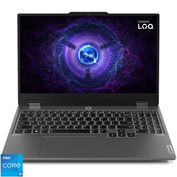 Laptop Lenovo Gaming 15.6'' LOQ 15IAX9I, FHD IPS 144Hz, Procesor Intel® Core™ i5-12450HX (12M Cache, up to 4.40 GHz), 16GB DDR5, 512GB SSD, Intel Arc A530M 4GB, No OS, Luna Grey