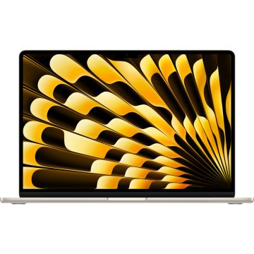 Laptop Apple 15.3'' MacBook Air 15 with Liquid Retina, Apple M3 chip (8-core CPU), 8GB, 256GB SSD, Apple M3 10-core GPU, macOS, Starlight, INT keyboard, 2024