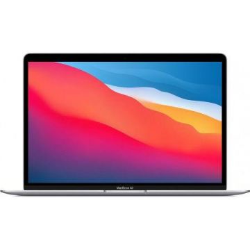 Laptop Apple MacBook Air (Procesor Apple M1 (12M Cache, up to 3.20 GHz), 13.3inch, Retina, 8GB, 256GB SSD, Integrated M1 Graphics, Mac OS Big Sur, Layout INT, Argintiu)