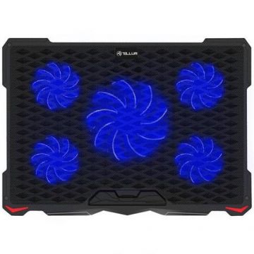 Cooler laptop Tellur Basic, 17inch, 5 ventilatoare, LED, 2xUSB, Negru