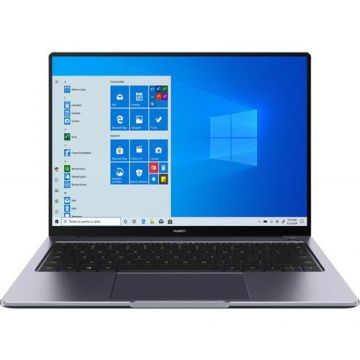 Laptop Huawei MateBook 14 2021 (Procesor Intel® Core™ i5-1135G7 (8M Cache, up to 4.20 GHz), 14inch 2K IPS, 8GB, 512GB SSD, Intel Iris Xe Graphics, FPR, Win10 Home, Gri)