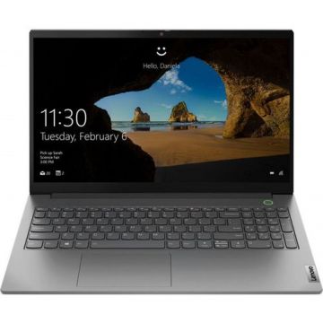 Laptop Lenovo ThinkBook 15 G3 ACL (Procesor AMD Ryzen™ 7 5700U (8M Cache, up to 4.3 GHz), 15.6inch FHD, 16GB, 512GB SSD, AMD Radeon Graphics, FPR, Win 10 Pro, Gri)