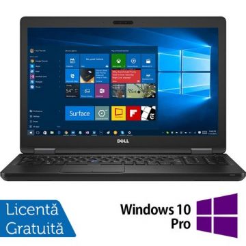 Laptop Refurbished Dell Latitude E5580, Intel Core i5-6300U 2.40GHz, 8GB DDR4, 256GB SSD, 15.6 Inch, Webcam, Tastatura Numerica + Windows 10 Pro