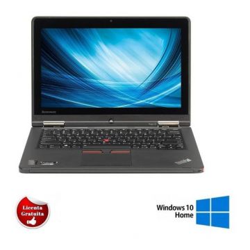 Laptop Refurbished Lenovo THINKPAD YOGA 12, Intel Core i5-5300U 2.30GHz up to 2.90GHz, 8GB DDR3, 120GB SSD, 12.5inch FHD, Touchscreen, Webcam, Windows 10 Home (Negru)