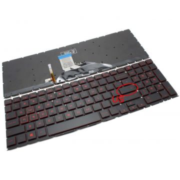 Tastatura HP BJDKUA0M2CEA0T iluminata rosu layout US fara rama enter mic