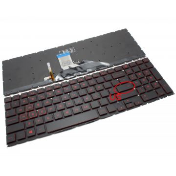 Tastatura HP PK132JZ1A06 iluminata rosu layout US fara rama enter mic
