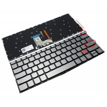 Tastatura Gri cu buton delete Lenovo NSK-BWBBN iluminata layout US fara rama enter mic