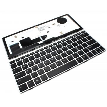 Tastatura HP 706960-001 Neagra cu Rama Gri iluminata backlit