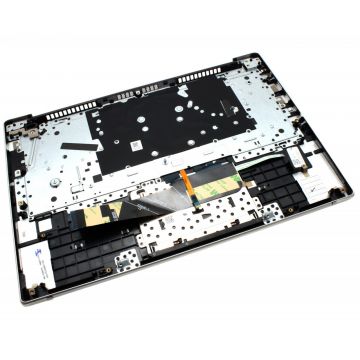 Tastatura Lenovo AM1710002A0KCS2 Gri cu Palmrest Argintiu si TouchPad iluminata backlit