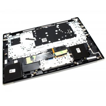 Tastatura Lenovo 5CB0R12229 Neagra cu Palmrest Argintiu si TouchPad iluminata backlit