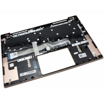 Tastatura Lenovo 5CB0S17253 Neagra cu Palmrest Roz si Orificiu Amprenta iluminata backlit
