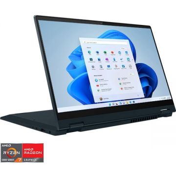 Laptop 2 in 1 Lenovo IdeaPad Flex 5 14ALC05 cu procesor AMD Ryzen 7 5700U pana la 4.30 GHz, 14 Full HD, 16GB, 512GB SSD, AMD Radeon Graphics, Windows 11 Home 64, Abyss Blue