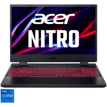 Laptop Gaming Acer Nitro 5 AN515-58 cu procesor Intel® Core™ i7-12700H pana la 4.70 GHz, 15.6, Full HD, IPS, 144Hz, 16GB, 512GB SSD, NVIDIA® GeForce RTX™ 3050Ti 4GB, NO OS, Black