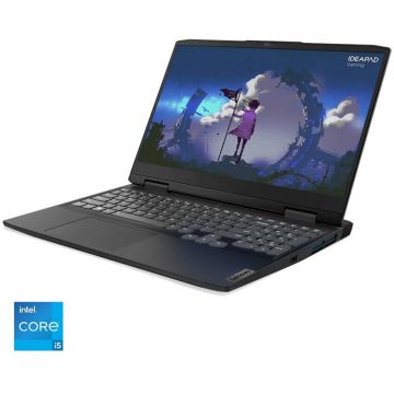 Laptop Gaming IdeaPad Gaming 3 15IAH7 cu procesor Intel Core i5-12450H pana la 4.4 GHz, 15.6 FHD, 8GB, 512GB SSD, NVIDIA GeForce RTX 3060 6GB, No OS, Onyx Grey