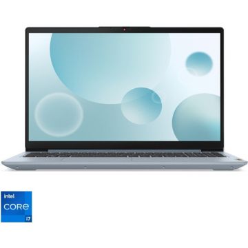 Laptop Lenovo 15.6'' IdeaPad 3 15IAU7, FHD IPS, Procesor Intel® Core™ i7-1255U (12M Cache, up to 4.70 GHz), 16GB DDR4, 512GB SSD, Intel Iris Xe, No OS, Misty Blue