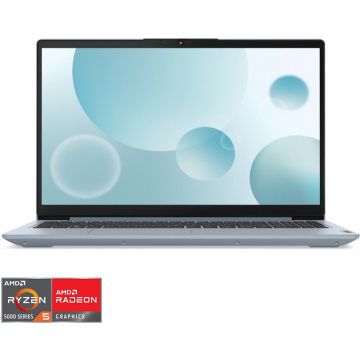 Laptop Lenovo IdeaPad 3 15ABA7 cu procesor AMD Ryzen 5 5625U pana la 4.3 GHz, 15.6 Full HD, 16GB, 512GB SSD, AMD Radeon Graphics, No OS, Misty Blue