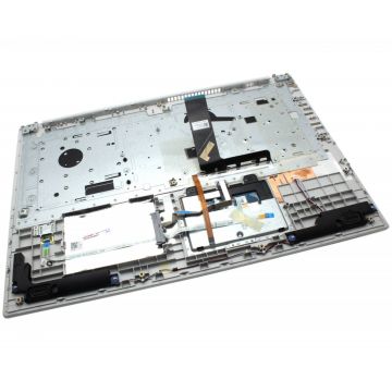 Tastatura Lenovo 5CB0N96252 Gri cu Palmrest Argintiu si TouchPad iluminata backlit