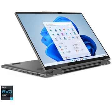 Ultrabook Lenovo 14'' Yoga 7 14IAL7, 2.8K OLED Touch 90Hz, Procesor Intel® Core™ i5-1240P (12M Cache, up to 4.40 GHz), 16GB DDR5, 512GB SSD, Intel Iris Xe, Win 11 Home, Storm Grey, 3Yr Onsite Premium Care