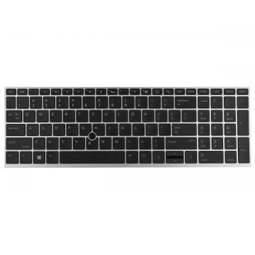 Tastatura HP EliteBook 850 G5 Neagra cu rama argintie iluminata backlit