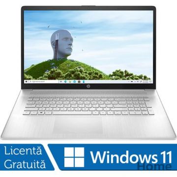 Laptop HP 17-CN0, Intel Core i7-1165G7 1.20-4.70GHz, 8GB DDR4, 1TB HDD, 17.3inch HD+ Touchscreen, Windows 11 Home, Argintiu