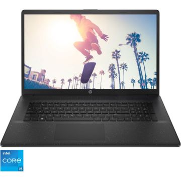 Laptop HP 17-cn2016nq cu procesor Intel® Core™ i5-1235U pana la 4.40 GHz, 17.3 FHD Antiglare IPS, 8GB DDR4, 512GB PCIe SSD, NVIDIA GEFORCE MX550 2GB, FreeDOS, Jet Black
