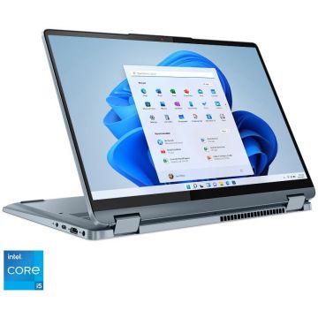 Laptop Lenovo IdeaPad Flex 5 14IAU7 cu procesor Intel Core i5-1235U, 14, WUXGA, IPS, 16GB, 512GB SSD, Intel Iris Xe Graphics, Windows 11 Home, Stone Blue