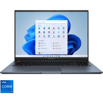 Laptop ASUS VivoBook Pro 16 K6602HE cu procesor Intel® Core™ i7-11800H pana la 4.60 GHz, 16'', WQXGA, IPS, 16GB, 1 TB SSD, NVIDIA® GeForce® RTX™ 3050 Ti 4GB, Windows 11 Pro, Quiet Blue