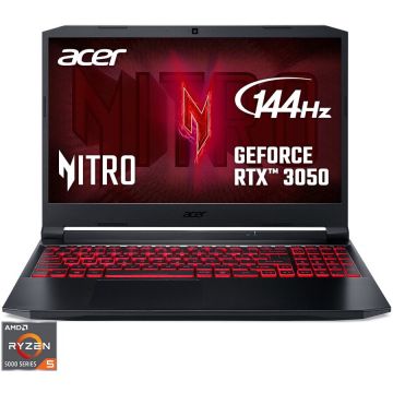 Laptop Gaming Acer Nitro 5 AN517-41 cu procesor AMD Ryzen™ 7 5800H pana la 4.40 GHz, 17.3, Full HD, IPS, 144Hz, 16GB, 512GB SSD, NVIDIA® GeForce RTX™ 3050 Ti 4GB, No OS, Black