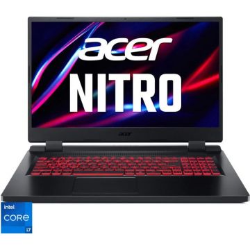 Laptop Gaming Acer Nitro 5 AN517-55 cu procesor Intel® Core™ i7-12700H pana la 4.70 GHz, 17.3, Full HD, IPS, 144Hz, 32GB, 512GB SSD, NVIDIA® GeForce RTX™ 3060 6GB, No OS, Black
