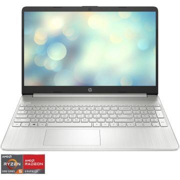 Laptop HP 15s-eq3017nq cu procesor AMD Ryzen™ 5 5625U pana la 4.30 GHz, 15.6, Full HD, 16GB, 512GB PCIe SSD, AMD Radeon Integrated Graphics, FreeDOS, Natural Silver