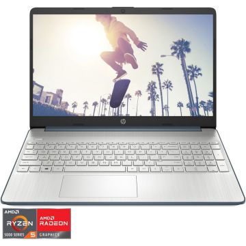 Laptop HP 15s-eq3019nq cu procesor AMD Ryzen™ 5 5625U pana la 4.30 GHz, 15.6, Full HD, 8GB, 512GB PCIe SSD, AMD Radeon Integrated Graphics, FreeDOS, Spruce Blue