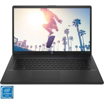 Laptop HP 17-cn0049nq cu procesor Intel® Celeron® Processor N4020 pana la 2.80 GHz, 17.3 FHD Antiglare IPS, 4GB DDR4, 256GB PCIe SSD, Intel UHD Graphics, FreeDOS, Jet Black