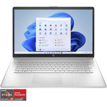 Laptop HP 17-cp1004nq cu procesor AMD Ryzen™ 7 5825U pana la 4.50 GHz, 17.3 FHD Antiglare IPS, 16GB DDR4, 512GB PCIe SSD, AMD Radeon Integrated Graphics, Windows 11 Home, Natural Silver