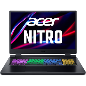 Laptop Acer Gaming 17.3'' Nitro 5 AN517-55, QHD IPS 165Hz, Procesor Intel® Core™ i7-12700H, 16GB DDR4, 512GB SSD, GeForce RTX 3060 6GB, No OS, Obsidian Black