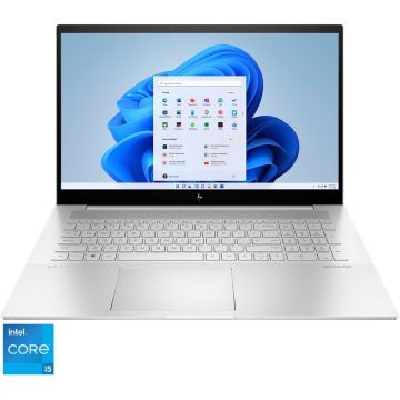 Laptop HP ENVY 17-cr0042nn cu procesor Intel® Core™ i5-1240P pana la 4.40 GHz, Touch, 17.3 FHD IPS, 16GB, 512GB SSD, Intel® Iris® Xe Graphics, Windows 11 Home, Natural Silver