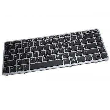 Tastatura HP EliteBook 740 G1 neagra cu rama gri iluminata backlit