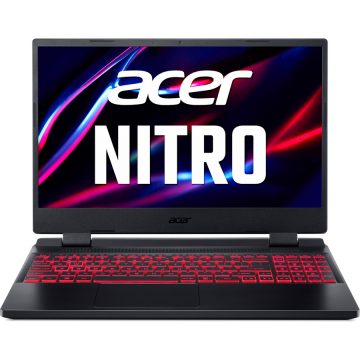 Laptop Acer Gaming 15.6'' Nitro 5 AN515-58, FHD IPS 144Hz, Procesor Intel® Core™ i5-12500H, 16GB DDR4, 512GB SSD, GeForce RTX 3050 Ti 4GB, No OS, Obsidian Black