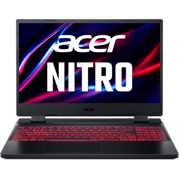 Laptop Acer Gaming 15.6'' Nitro 5 AN515-58, FHD IPS 144Hz, Procesor Intel® Core™ i7-12700H, 16GB DDR4, 512GB SSD, GeForce RTX 3050 4GB, No OS, Obsidian Black