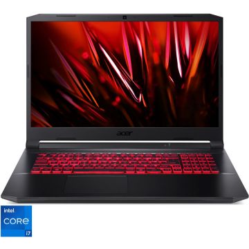 Laptop Gaming Acer Nitro 5 AN517-54 cu procesor Intel® Core™ i7-11800H pana la 4.60 GHz, 17.3 Full HD, IPS, 144Hz, 32GB, 512GB SSD, NVIDIA® GeForce RTX™ 3060 6GB, No OS, Black