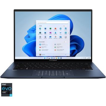 Laptop ultraportabil ASUS Zenbook 14 OLED UX3402ZA cu procesor Intel® Core™ i5-1240P pana la 4.40 GHz, 14, 2.8K, OLED, 8GB, 512GB SSD, Intel Iris Xᵉ Graphics, Windows 11 Home, Ponder Blue