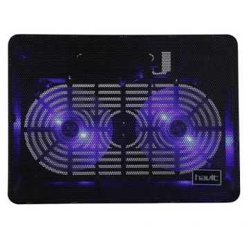 Suport cooler laptop F2035 Havit GAMENOTE compatibil pana la 15.6 inch, iluminat LED, 2 ventilatoare, Negru