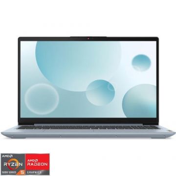 Laptop Lenovo IdeaPad 3 15ABA7 cu procesor AMD Ryzen™ 5 5625U pana la 4.3 GHz, 15.6inch Full HD, IPS, 16GB, 512GB SSD, AMD Radeon Graphics, No OS, Misty Blue