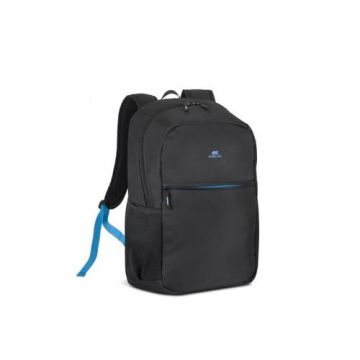 Rucsac laptop, Rivacase, Poliester, Dimensiune laptop 17.3inch, Compartiment tableta 10.1inch, 23 l, Negru/Albastru