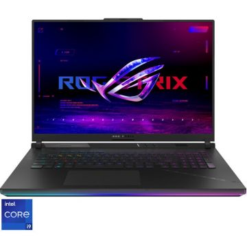 Laptop Gaming ASUS ROG Strix SCAR 18 G834JZ cu procesor Intel® Core™ i9-13980HX pana la 5.6 GHz, 18, QHD+, IPS, 240Hz, 32GB, 1TB SSD, NVIDIA® GeForce RTX™ 4080 12GB GDDR6, No OS, Black