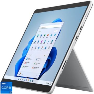 Tableta Microsoft Surface Pro 8, Procesor Intel® Core™ i7-1185G7, PixelSense 13, 16GB RAM, 512GB SSD, 8MP, Wi-Fi, Bluetooth, Windows 10 Pro Argintiu