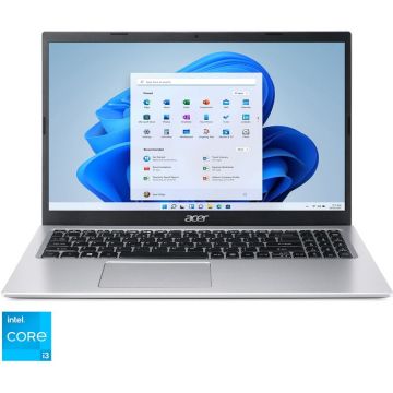 Laptop Acer Aspire 3 A315-58 cu procesor Intel® Core™ i3-1115G4 pana la 4.10 GHz, 15.6 Full HD, 8GB, 256GB SSD, Intel® UHD Graphics, Windows 11 Home, Silver