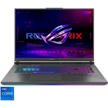 Laptop Gaming ASUS ROG Strix G18 cu procesor Intel® Core™ i7-13650HX pana la 4.90 GHz, 18, QHD+, IPS, 240Hz, 16GB DDR5, 1TB SSD, NVIDIA® GeForce RTX™ 4070 8GB GDDR6, No OS, Eclipse Gray